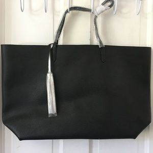 NWT Victoria's Secret Black Tote w Silver Tassel